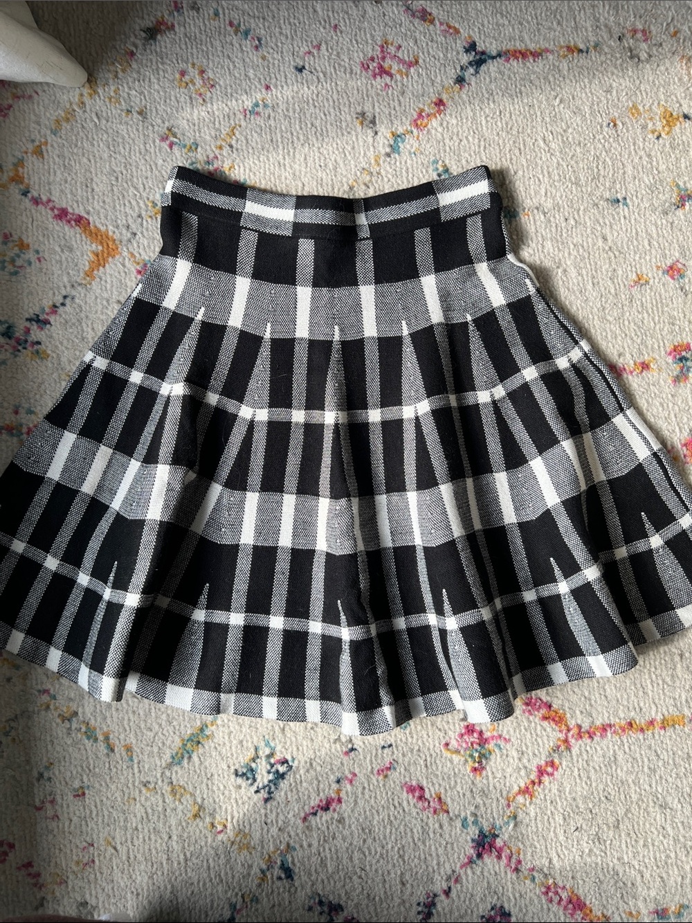Forever 21 Black and White Plaid Circle Skirt